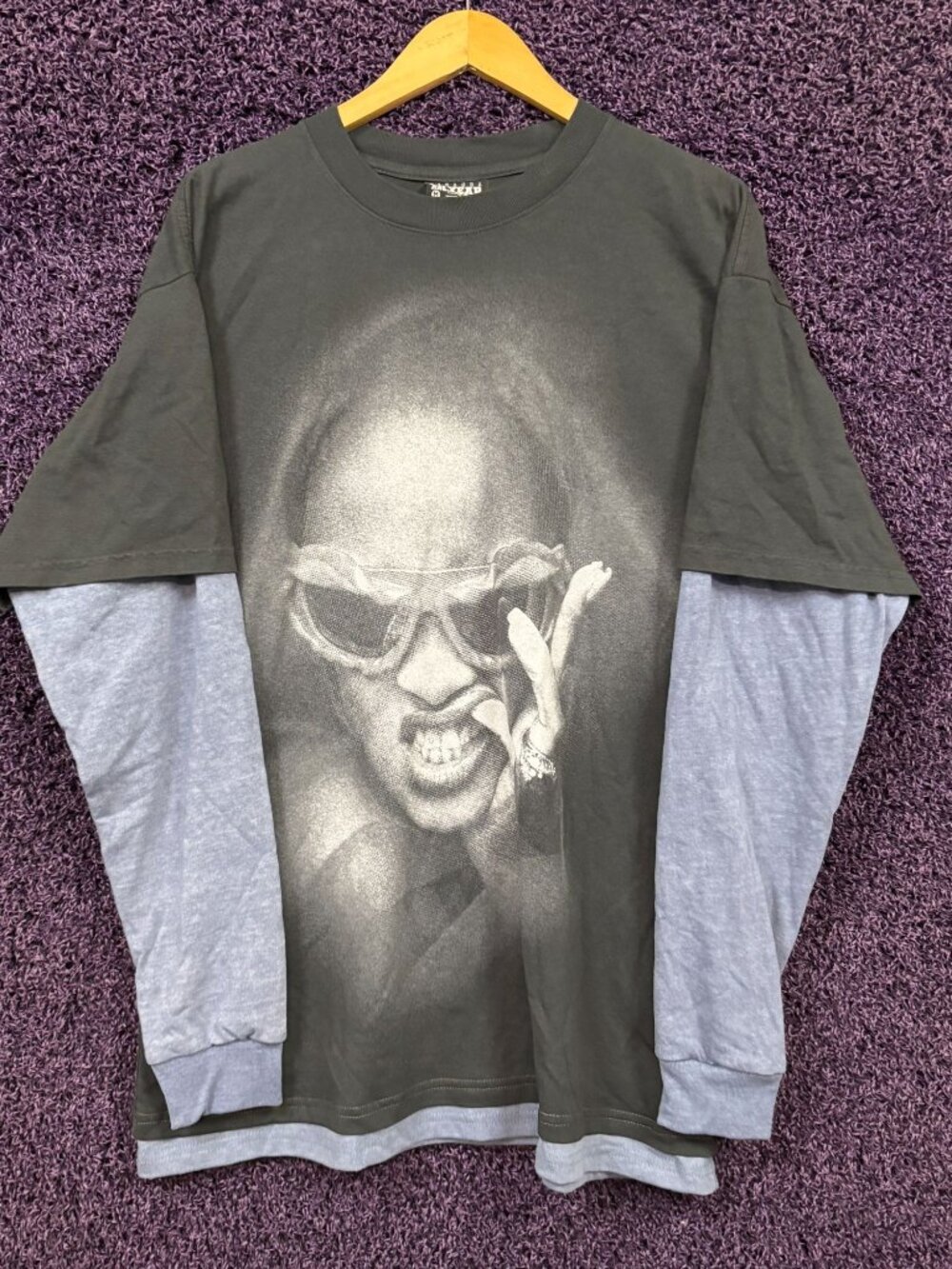 Rihanna Since 2005 Pop Oversized Layered Long Sleeve Shirt M